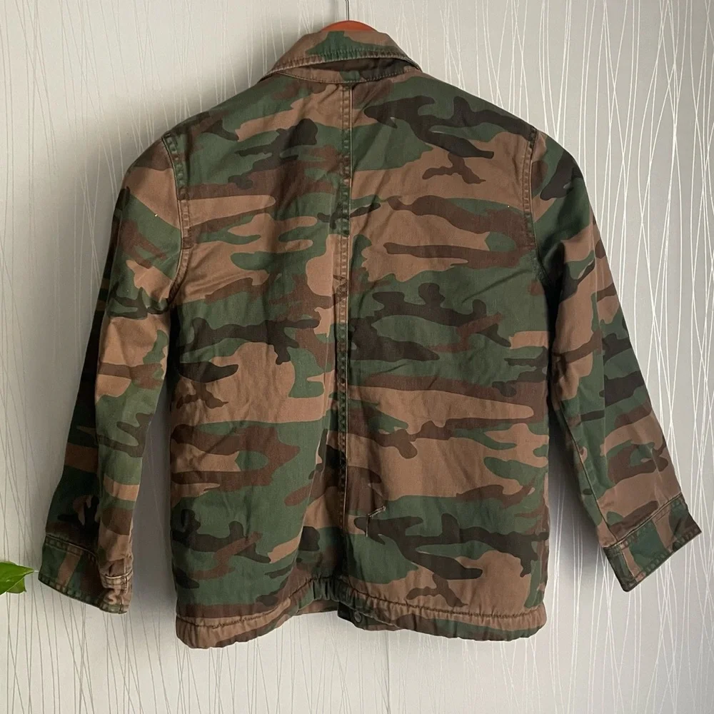 Children’s Place Boys Camo Jacket Size 7/8 Medium Fleece Lined Coat